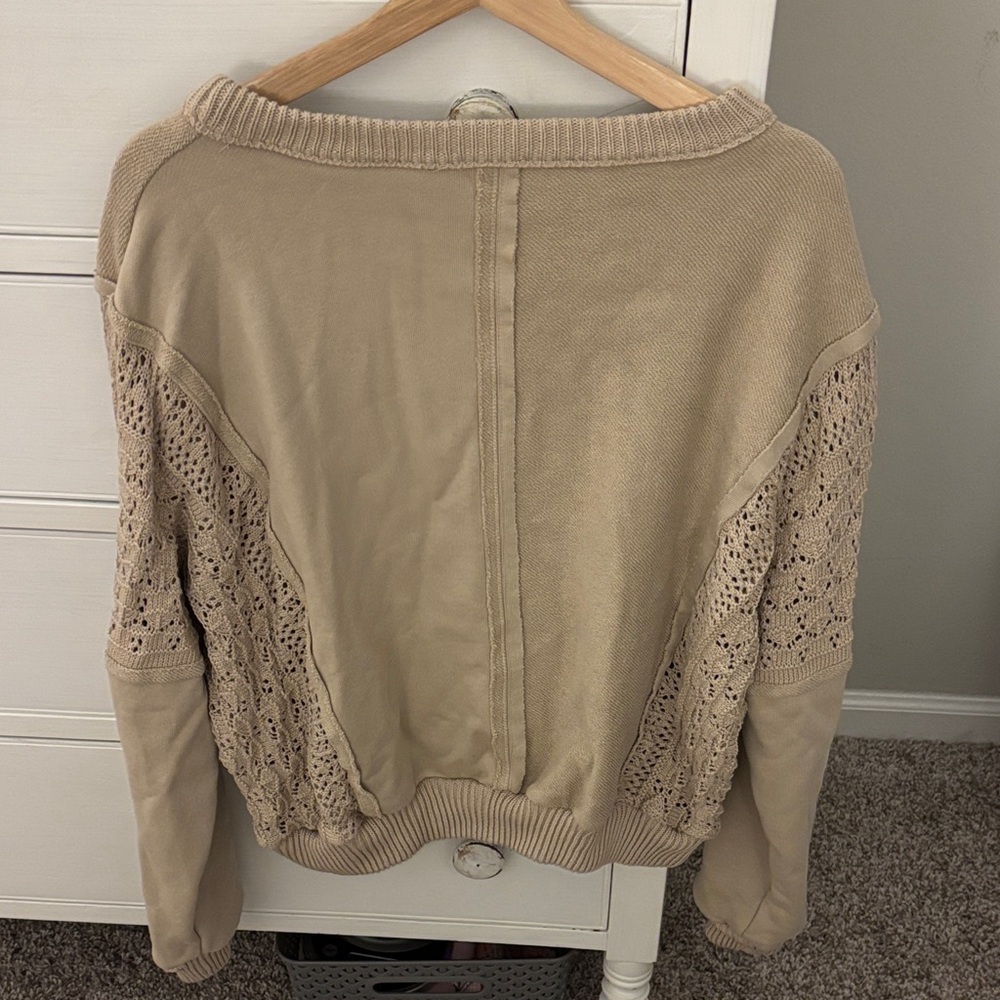 BiBi Beige Sweater with Crochet Sleeves - Picture 5 of 7
